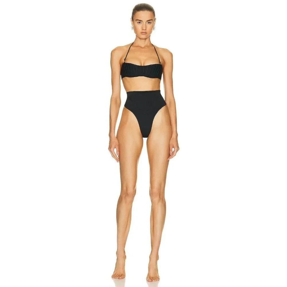 MUGLER Corset Bikini Top in Black 38 New Womens Swim Suit Travel Bag